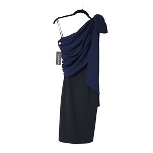 Tadashi Shoji Wharton Two-Tone One-Shoulder Dress Womens XXS